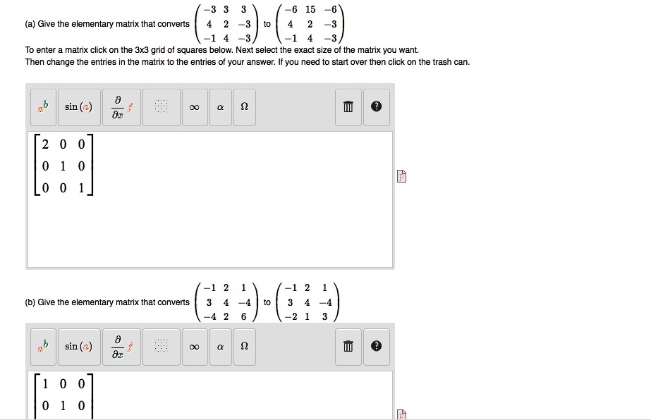 give tne elementary matrix that converts to enter matrix click on the ...