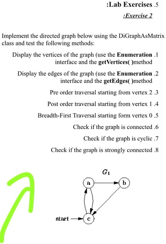 lab exercises 5 exercise 2 implement the directed graph below using the ...