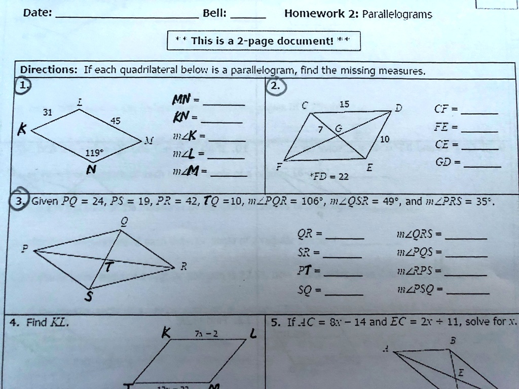 unit 8 polygons and quadrilaterals answer key homework 8