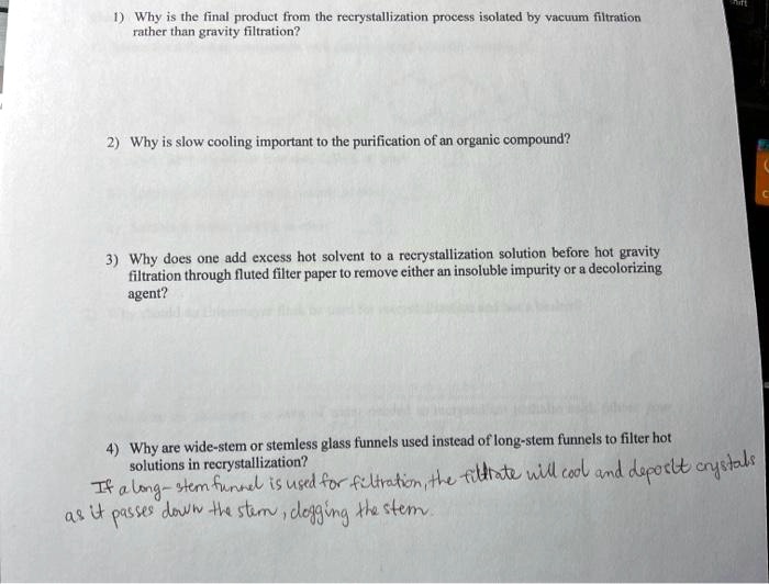 SOLVED Why the tinal product fromn the recryslallization process
