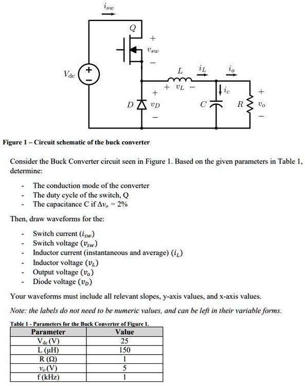 SOLVED: Using Circuit schematic of the buck converter Consider the Buck ...