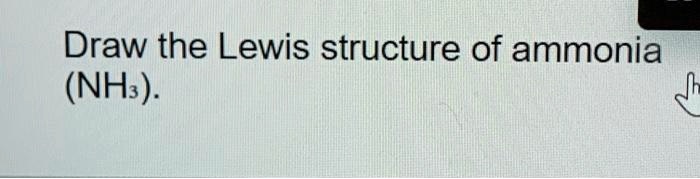 SOLVED: Draw the Lewis structure of ammonia (NH3). Draw the Lewis ...