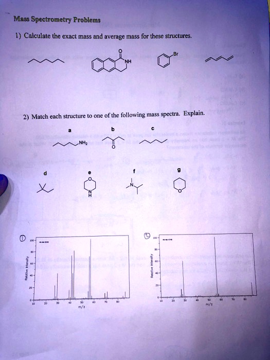 SOLVED Maes Spectrometry Problema Calculate the exact mass and average