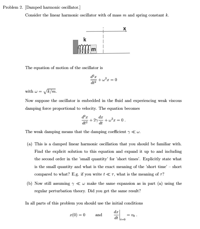 Problem 2. [Damped harmonic oscillator.] Consider the linear harmonic