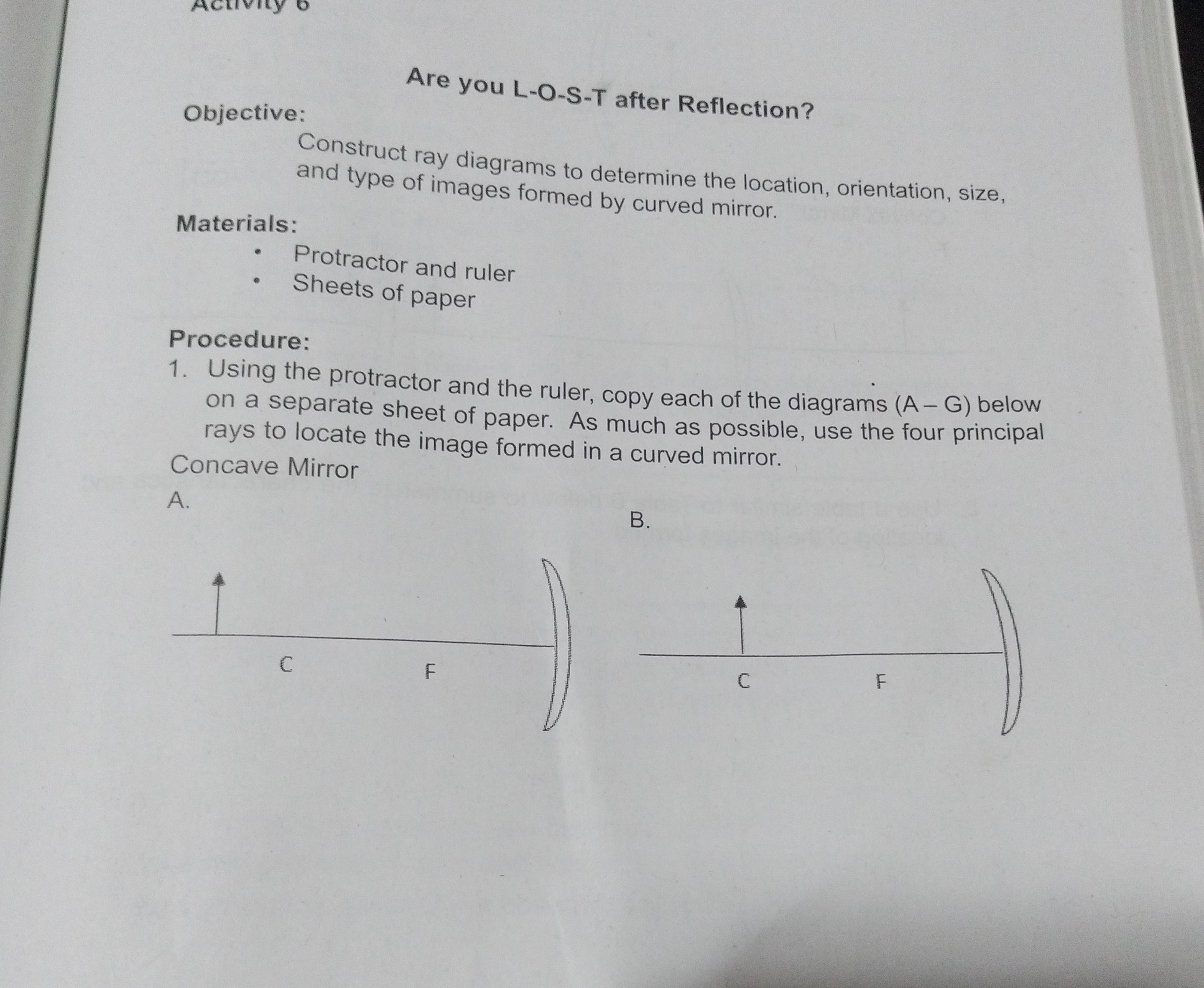 SOLVED Are you LOST after Reflection? Objective Construct ray diagrams to determine the