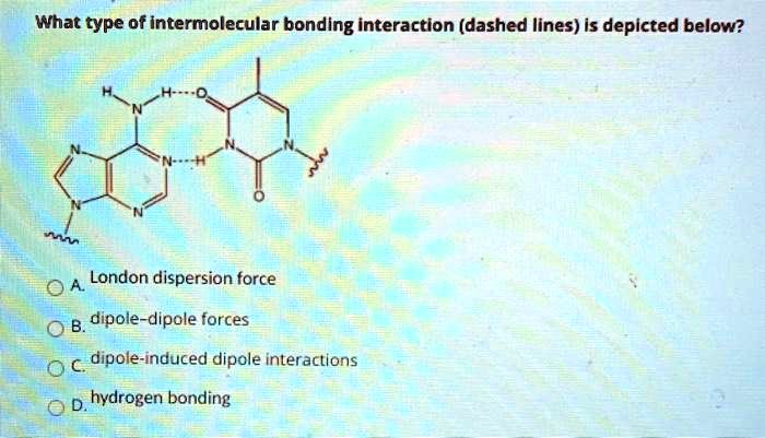 What type of intermolecular bonding interaction dashed lines...