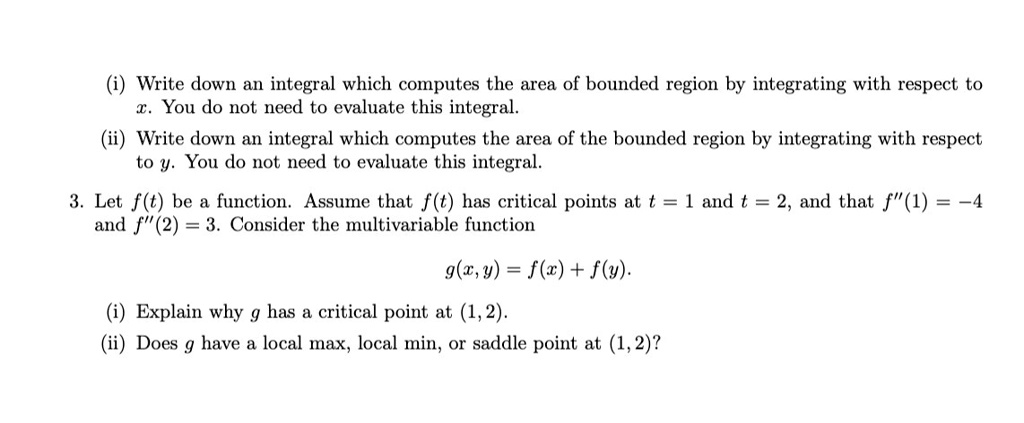 SOLVED:Write down a integral which computes the area of bounded region ...