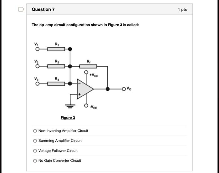 Question 7 The op-amp circuit configuration shown in Figure 3 is called ...