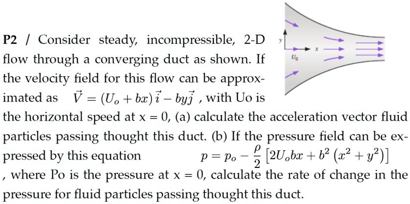 SOLVED: P2 / Consider steady, incompressible, 2-D flow through a ...