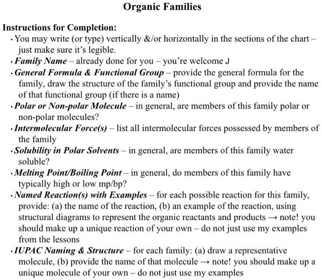 VIDEO solution: Text: Organic Families Instructions for Completion: You ...