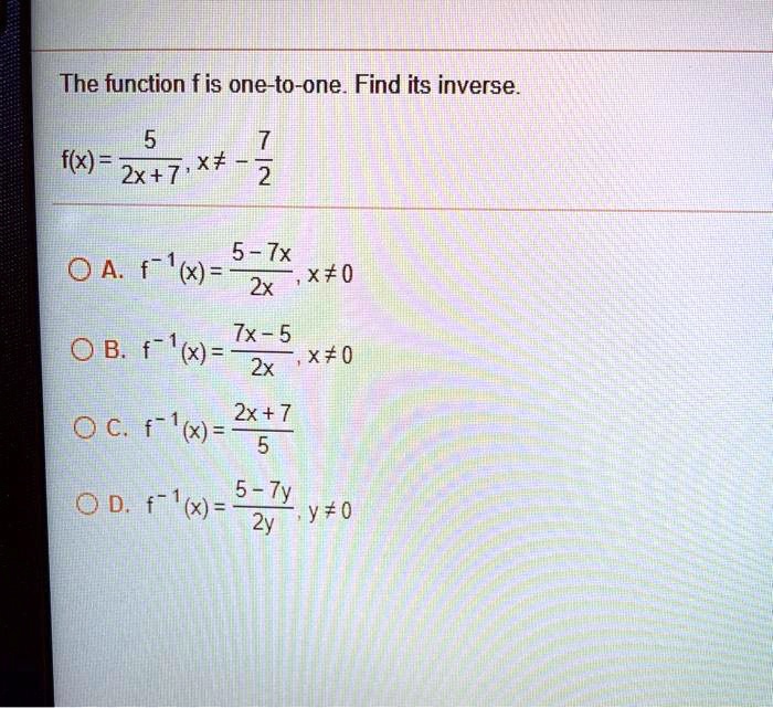 Solved The function f ﻿is one-to-one. Find its