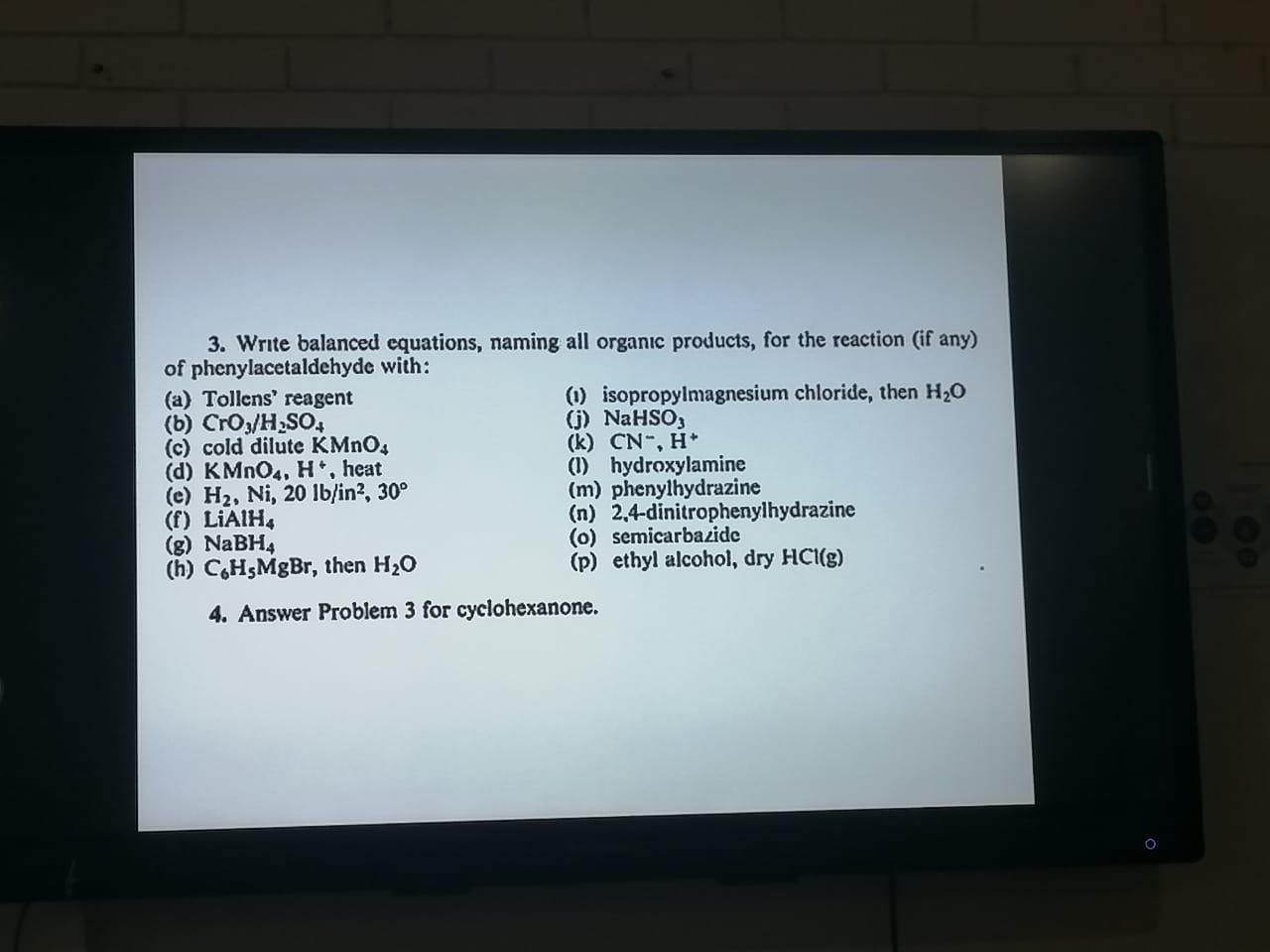 SOLVED 3. Write balanced equations, naming all organic products, for