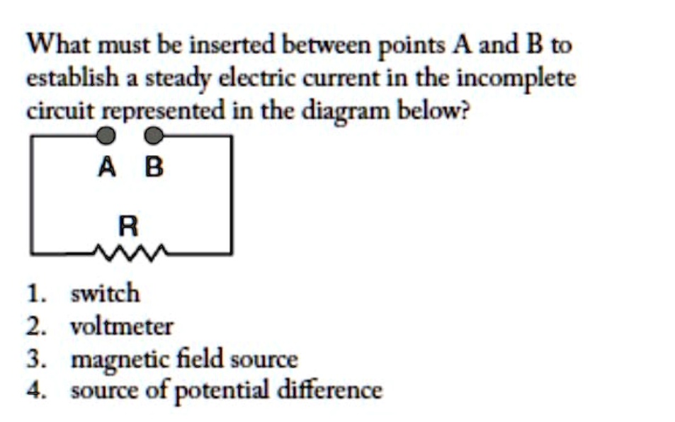 SOLVED What must be inserted between Points Aand B to establish a