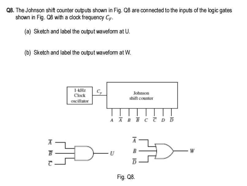 Johnson Waveforms Q8. The Johnson shift counter outputs shown in Fig. Q8 are connected to ...