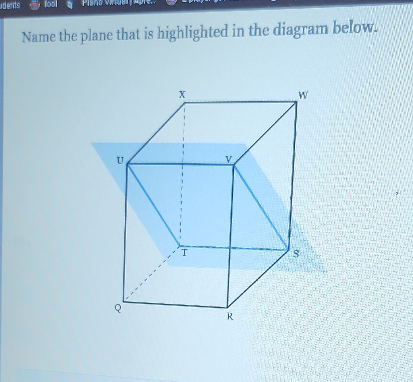 SOLVED Name the plane that is highlighted in the diagram below.