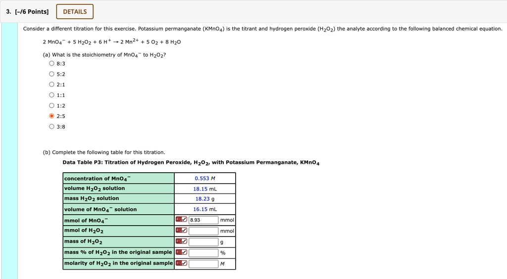 Solved 3 6 Points Details Consider A Different Titration For This Exercise Potassium 9915