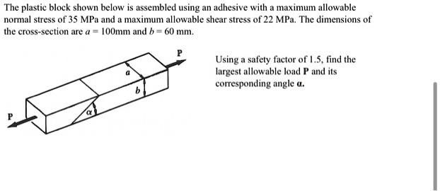 The plastic block shown below is assembled using an adhesive with a ...