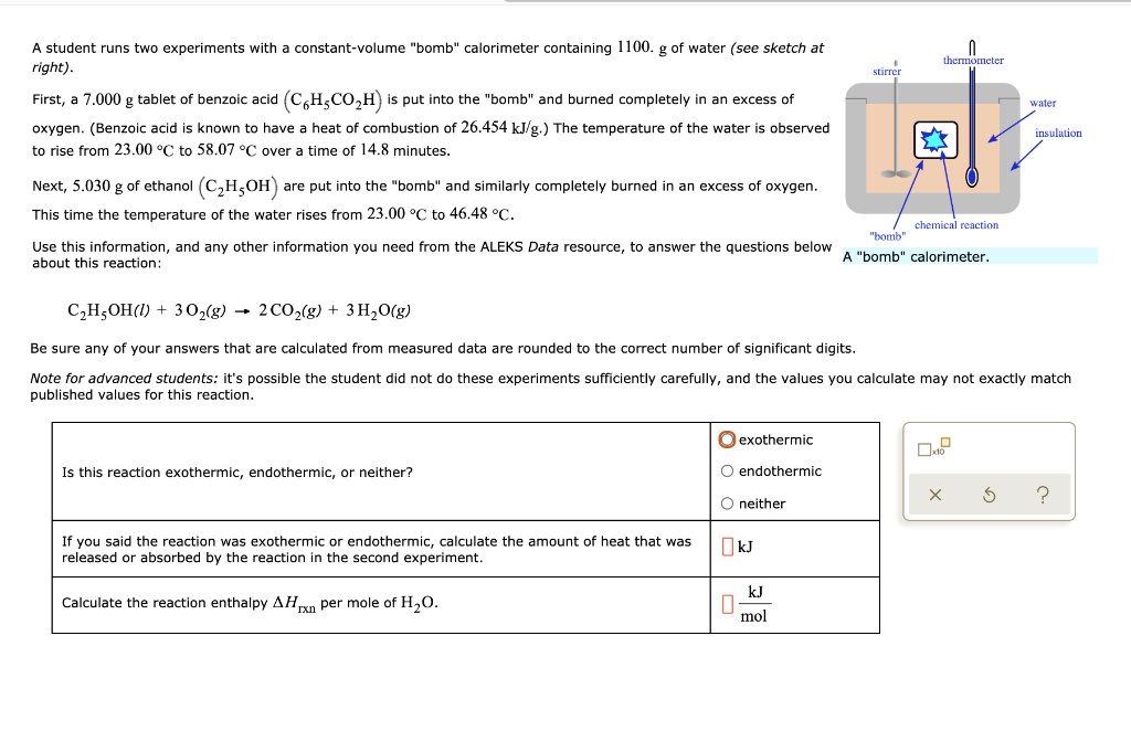 SOLVED A student runs two experiments with a constantvolume bomb