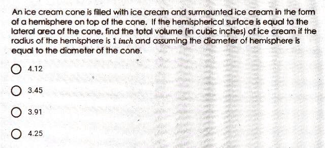 find the total surface area of cone with hemispherical ice cream