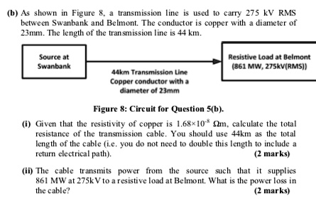 (b) As shown in Figure 8, a transmission line is used to carry 275 kV ...