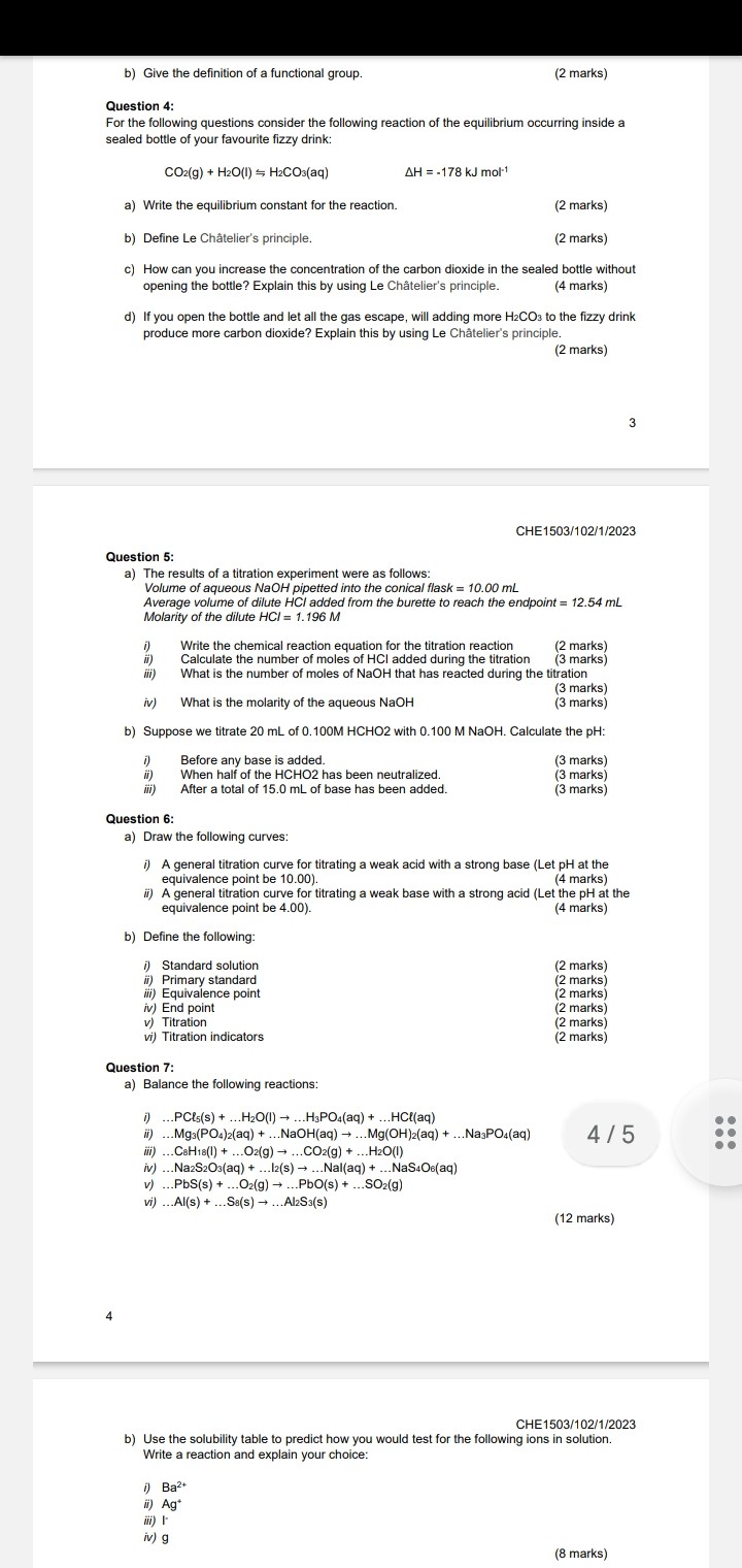 SOLVED b) Give the definition of a functional group. (2 marks