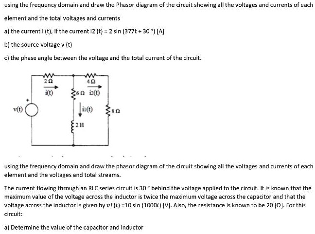 SOLVED: Using the frequency domain and drawing the Phasor diagram of ...