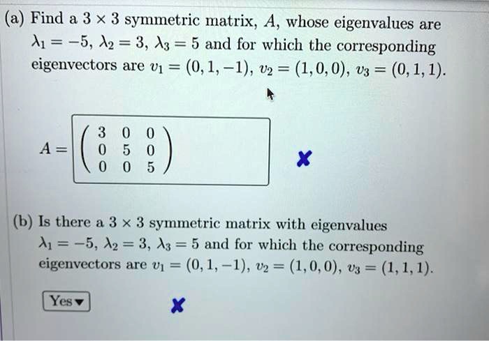 Solved Find A 3 X 3 Symmetric Matrix A Whose Eigenvalues Are 4 5 4z 3 A3 5 And For