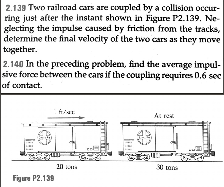 VIDEO solution 2.139 Two railroad cars are coupled by a collision