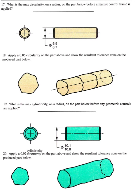 SOLVED: 17. What is the max circularity, on a radius, on the part below ...