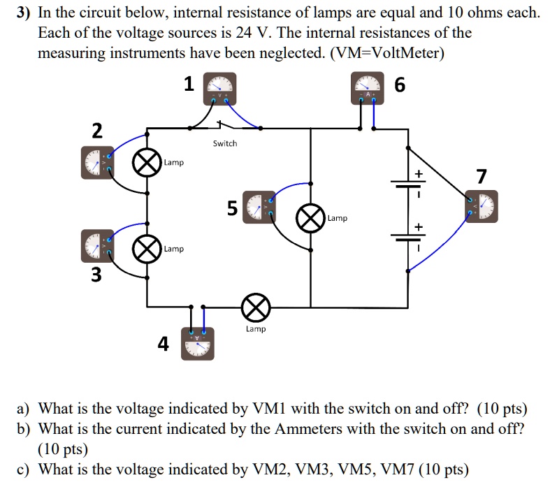 SOLVED In the circuit below, the internal resistance of lamps is equal