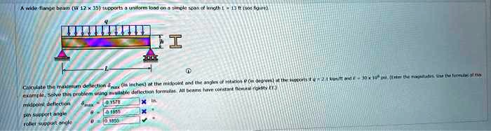 SOLVED: A wide-flange beam (W 12 Ã— 35) supports a uniform load on a ...