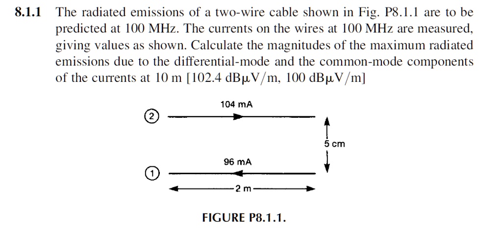 811 the radiated emissions of a two wire cable shown in fig p811 are to ...