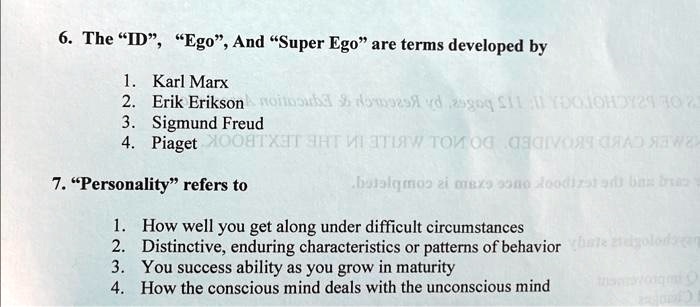 SOLVED Texts 6. The ID Ego and Super Ego are terms developed