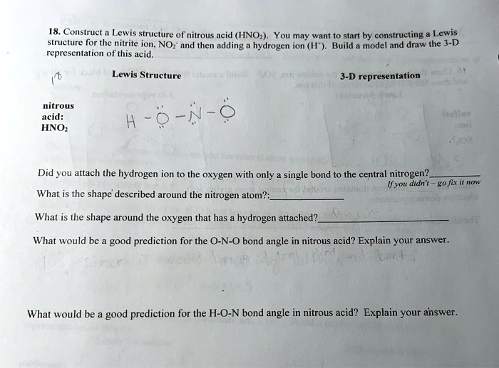 SOLVED Construct Lewis structure of nitrous aeid (HNOz) You may want