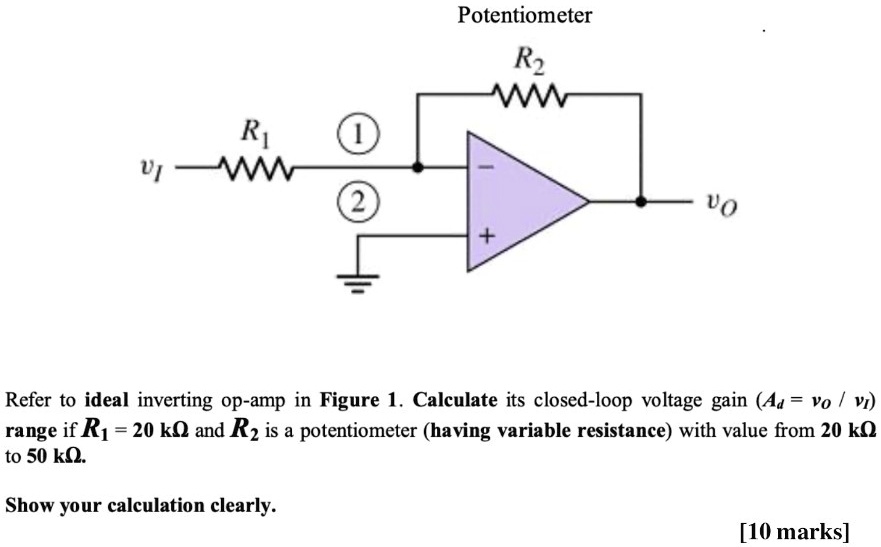 SOLVED Potentiometer R2 WWW RI WWWW Refer to ideal inverting opamp in
