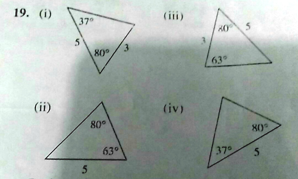 dari gambar di atas pasangan segitiga yang kongruen adalahpake caranya 19 i iii 37 40 6 5 x ii iv 80 xu 63 379 5 5 638 27805