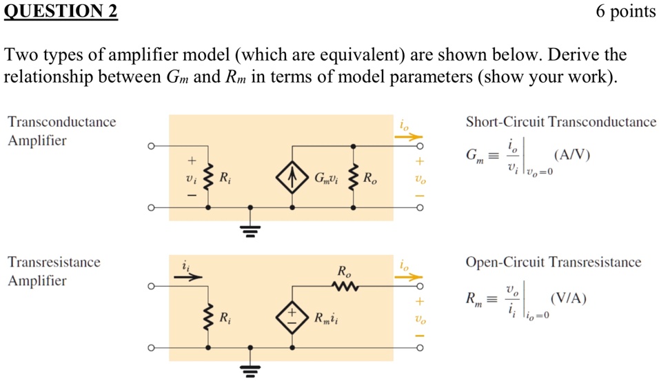 SOLVED: OUESTION 2 6 points Two types of amplifier model (which are ...