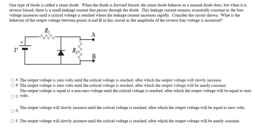 SOLVED One type of diode is called a zener diode. When the diode is