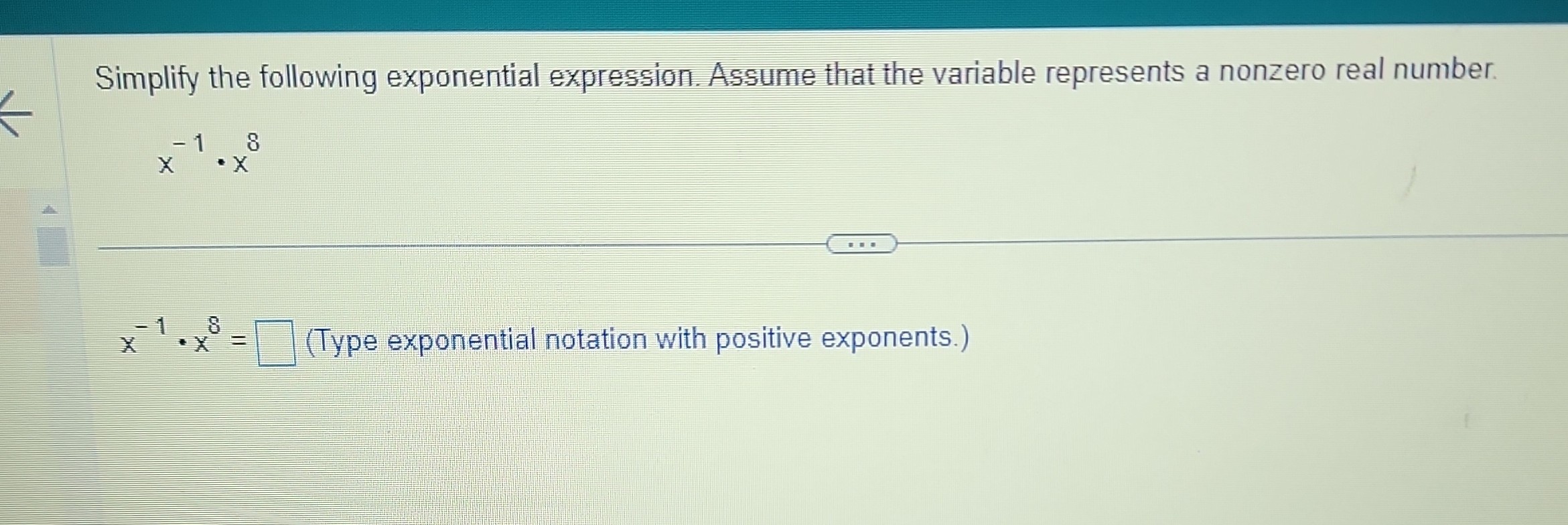 SOLVED: Simplify the following exponential expression. Assume that the ...
