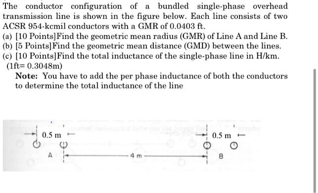 SOLVED: The conductor configuration of a bundled single-phase overhead ...