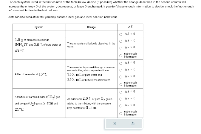 SOLVED: For each system listed in the first column of the table below ...