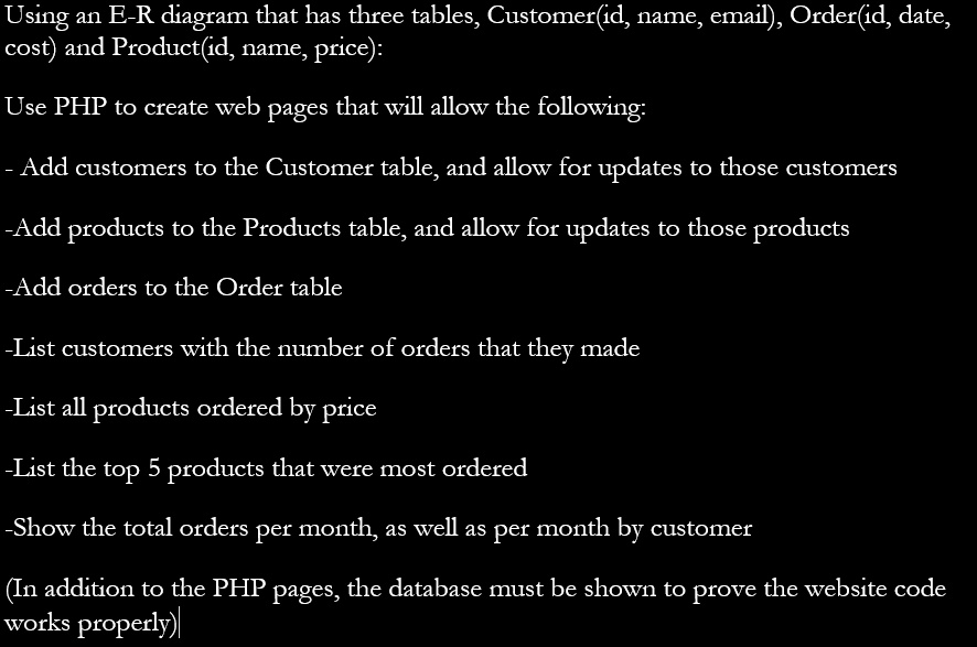 SOLVED: Using an E-R diagram that has three tables: Customer (id, name ...