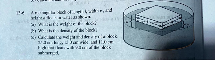 H Float Blocks A rectangular block of length L, width W, and height h floats in water ...