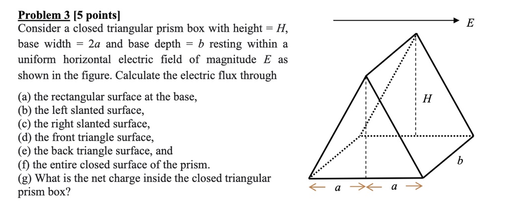 SOLVED: Problem 3 [5 points] Consider a closed triangular prism box ...