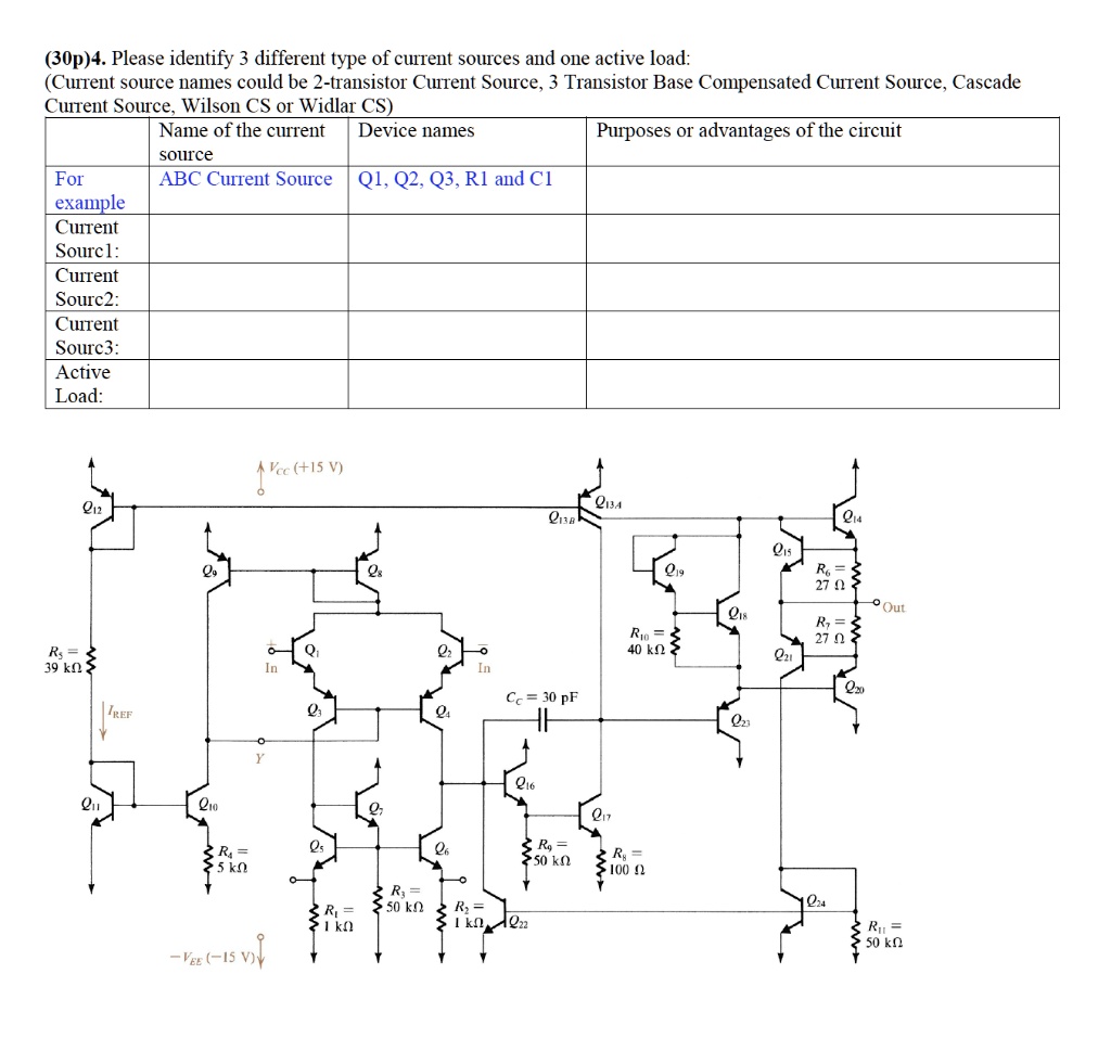 Two Transistor Current Source (30p)4.Please identify 3 different type of current sources and one ...