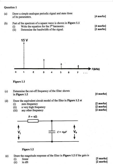 SOLVED: Question 1 (a) Draw a simple analog periodic signal and state ...