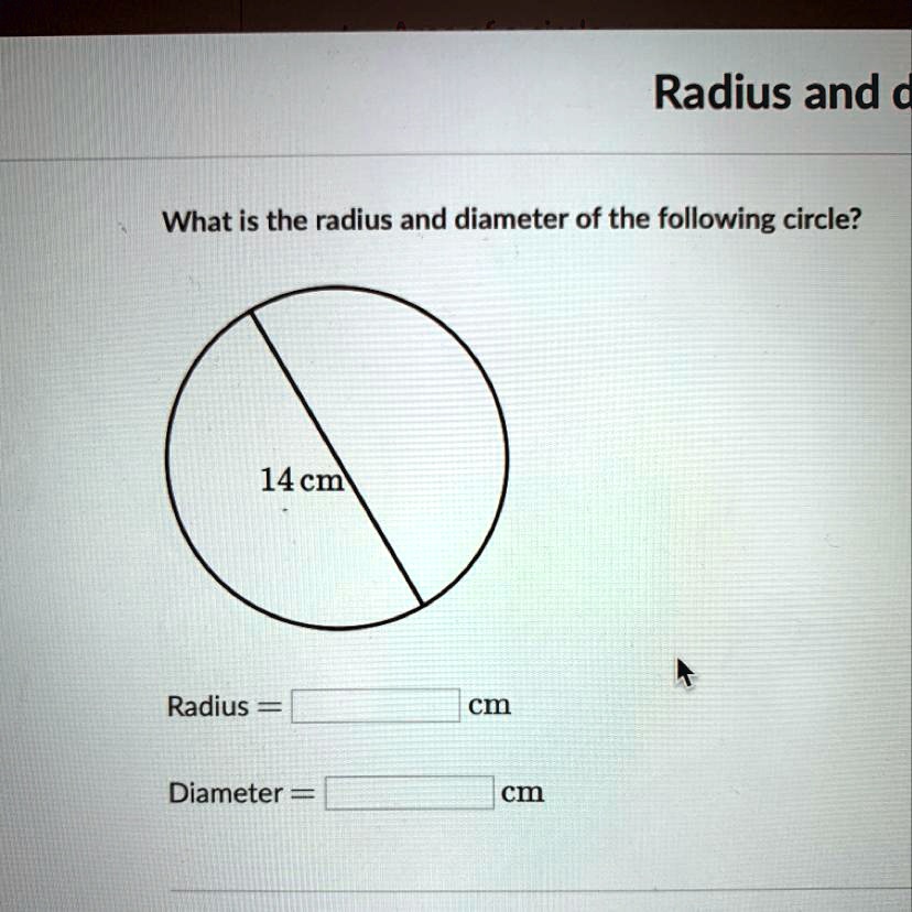 8 cm diameter to radius