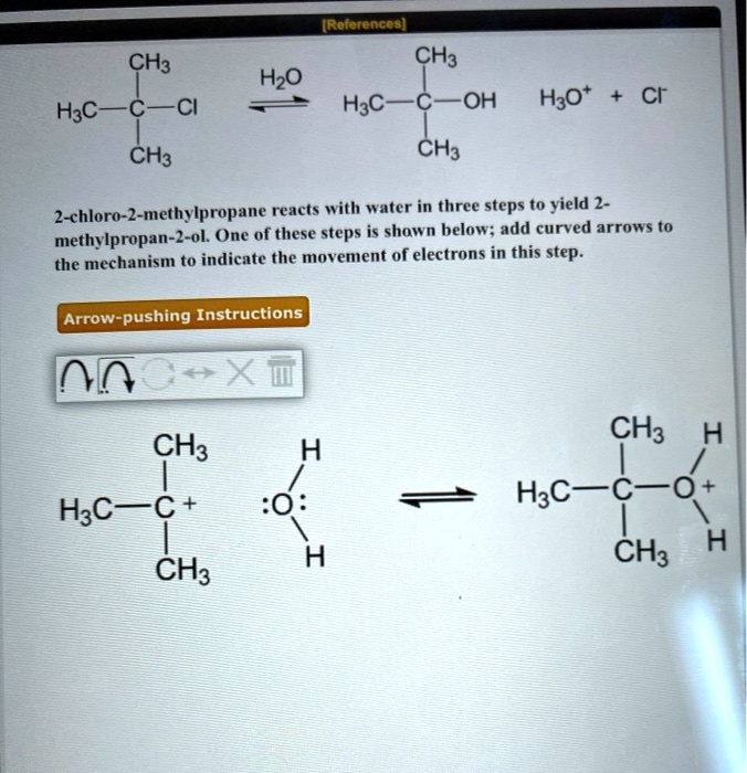 Solved References Ch3 H2o H3c Oh Ch3 Cl H3o Cl H3c Ch3 Ch3 2 Methylpropane Reacts With 5913