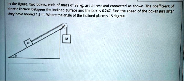 in the figure two boxes each of mass of 28 kg are at rest and connected ...