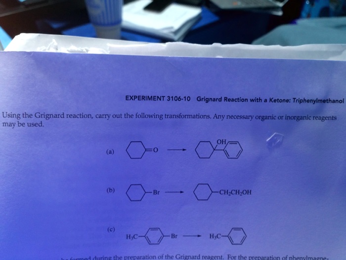 experiment 10 grignard reaction with a ketone triphenylmethanol